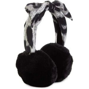 Vince Camuto Faux Fur Earmuffs Black Leopard Knotted-Band